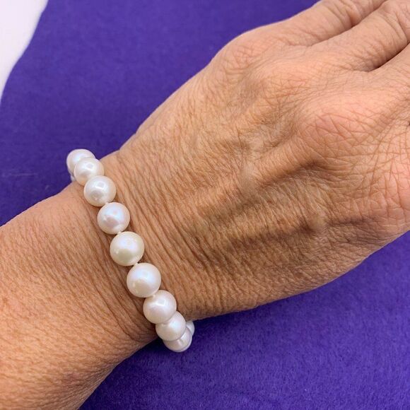 Ring, NWOT, real pearls, sterling 925 silver, adjustable, large baroque white - Picture 11 of 16